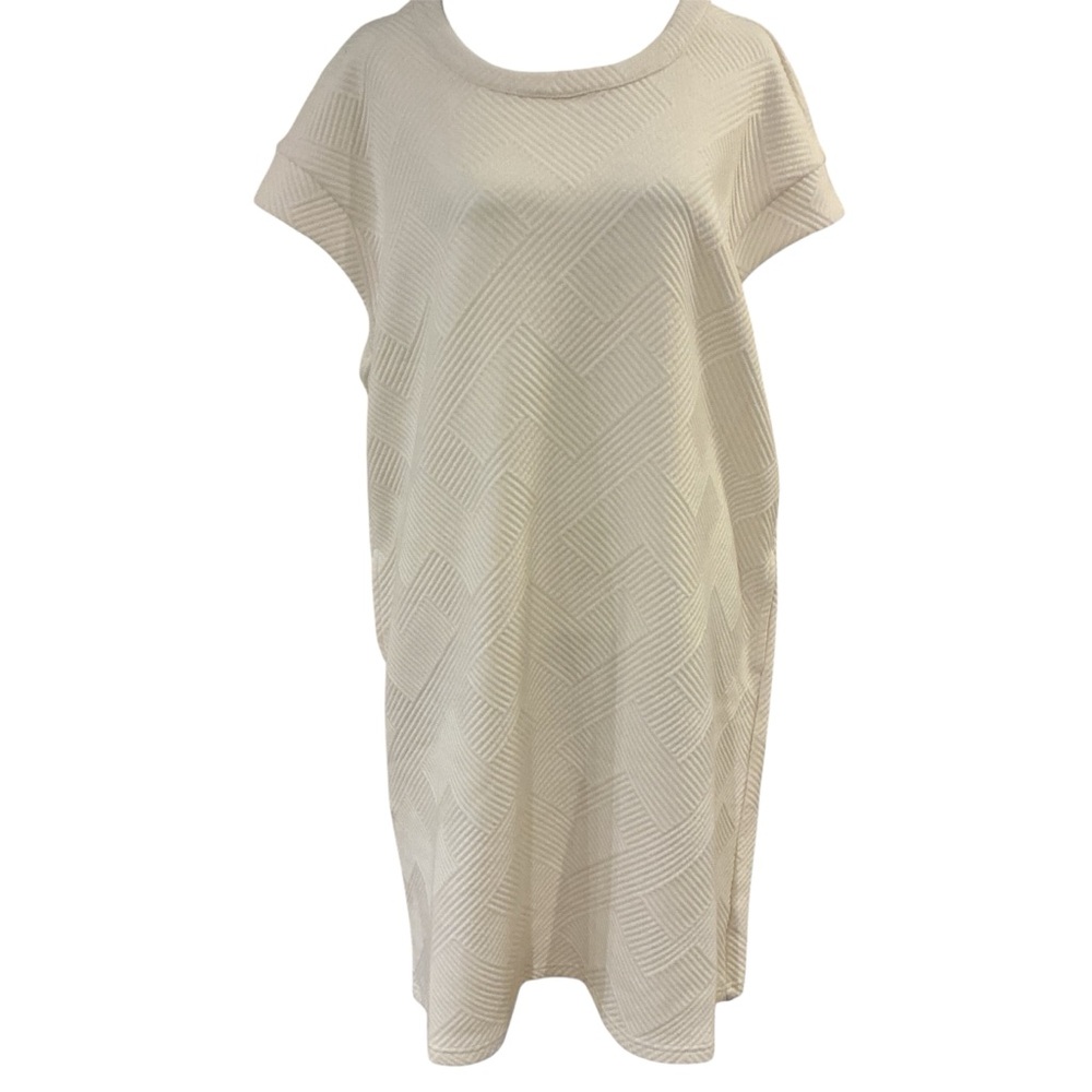 Kate & Mallory Cream Textured Short Sleeve Dress with Pockets XL